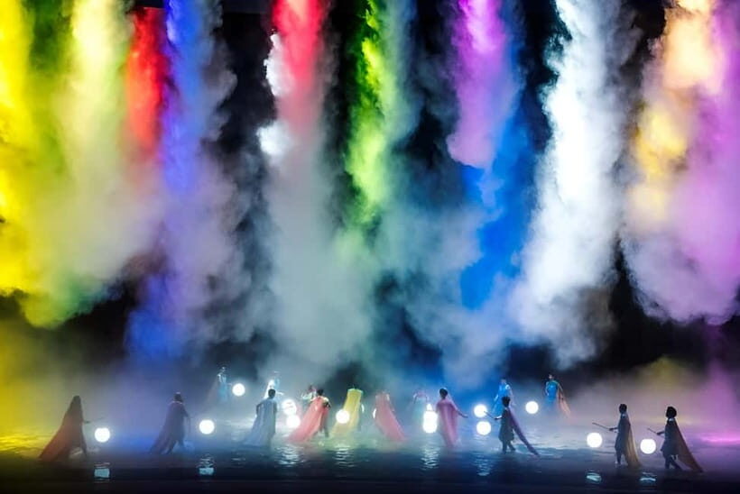 Melaka: Encore Melaka 70 mins Live Performance Ticket - The Building and Stage Tech: Water, Mist, Lifts, and 3D Mapping